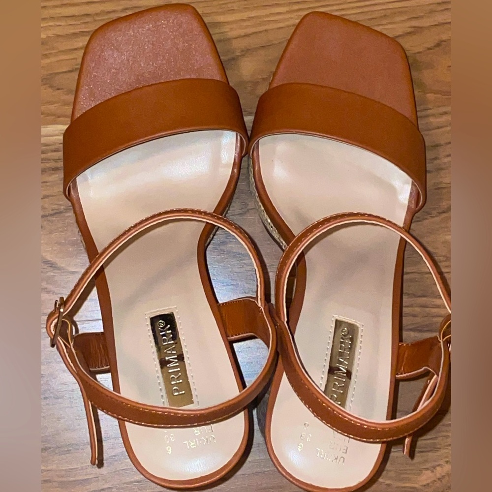 Wide brown heels